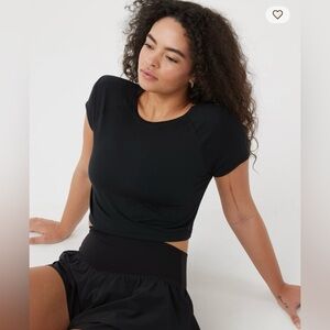 Aerie Ribbed Thumbs Up Short Sleeve T-Shirt Grey, size S, like new!